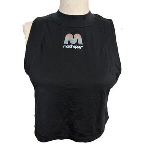 Madhappy X Lululemon Black Cropped Muscle Tank 2 Sleeveless Logo Athleisure